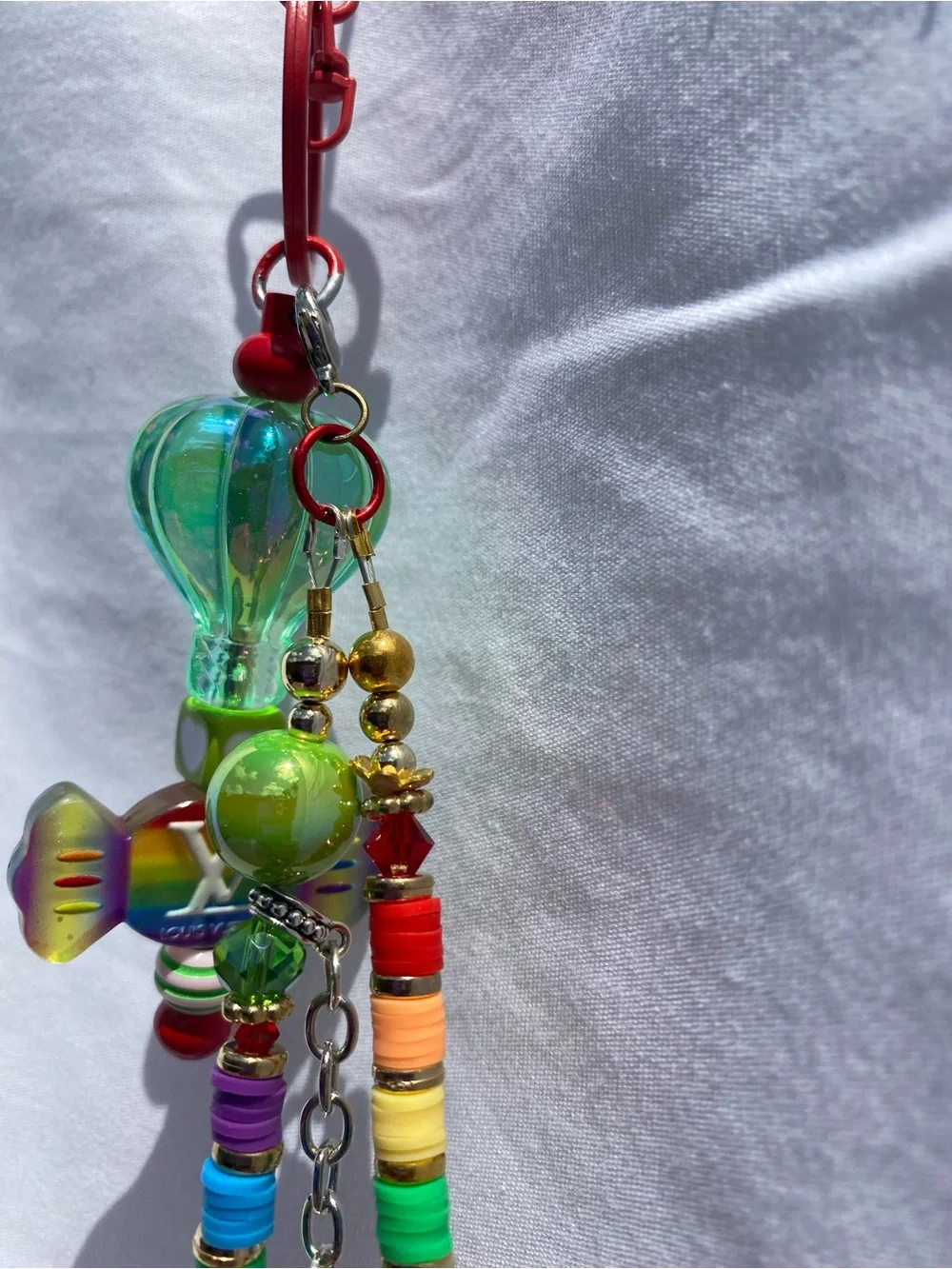 Beaded Rainbow Keychain with beaded bar.  For the “Queen”